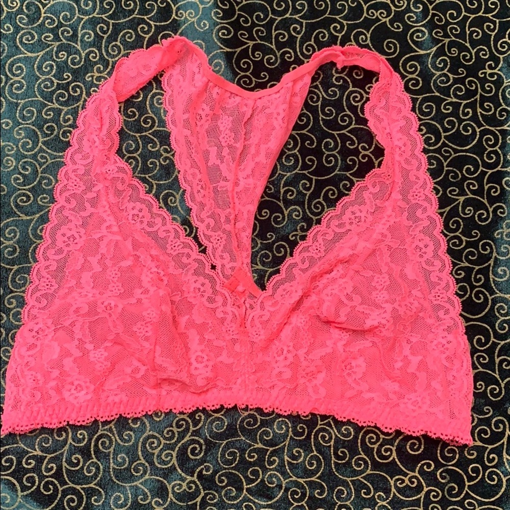 Hot pink lace bralette